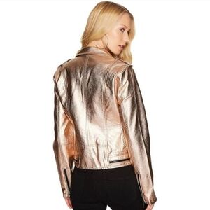 BlankNYC Metallic Rose Gold Moto Jacket